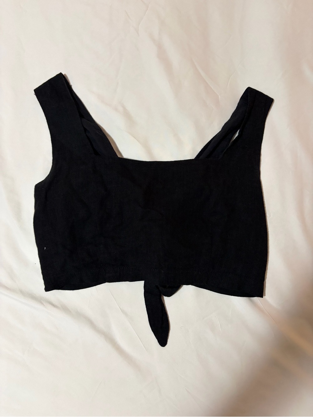 Kendall & Kylie Black Tie-Front Crop Tank